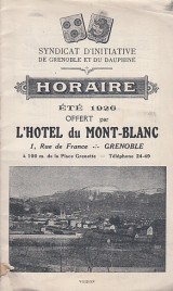 : Horaire été 1926 Offert par L´Hotel du Mont Blanc