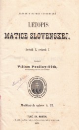 Paulny Tth Viliam zost.: Letopis Matice slovenskej 1873 ro. X.