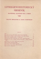 Rosenbaum Karol red.: Literrnohistorick sbornk SAVU 1951 .8.
