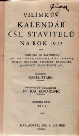 Stark Karel: Vilímkův kalendář československých stavitelů na rok 1929