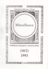 : Miscellanea oddělení rukopisů a starých tisků 10/2 1993