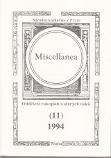 : Miscellanea oddělení rukopisů a starých tisků 11 1994